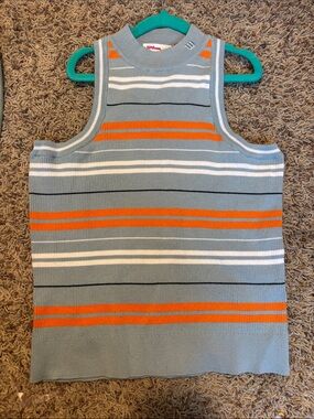 Wilson Grey Knit Tank with Orange and White Stripes